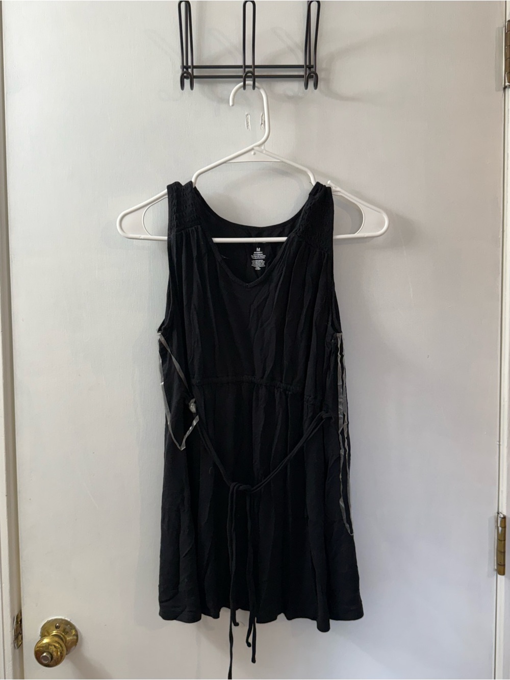 Sonoma Black Sleeveless Tie-Waist Maternity Tank with Scoop Neck